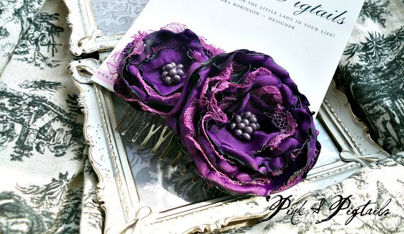 Perfect for the Fall - New Purple Fabric  Hair Comb (Item 70-11)