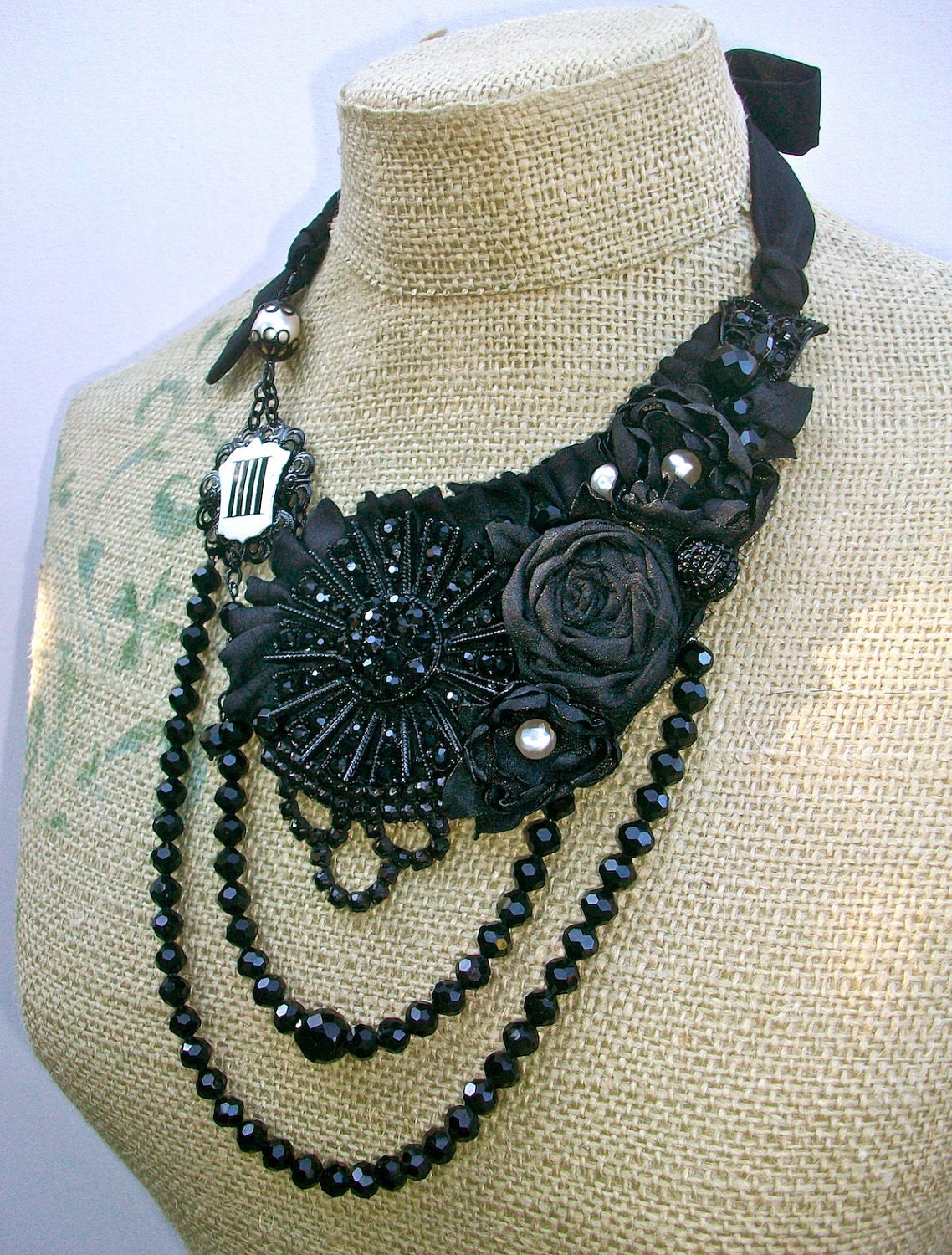 Symphony no. 4-  Statement Bib necklace with Vintage findings