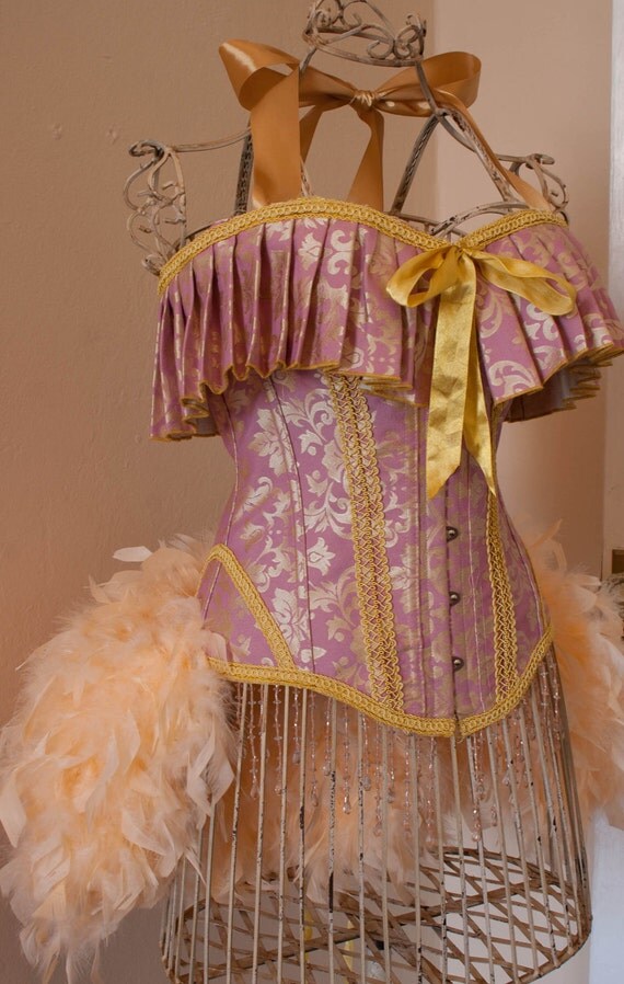 ELIZABETH Burlesque Corset Costume pink gold dress