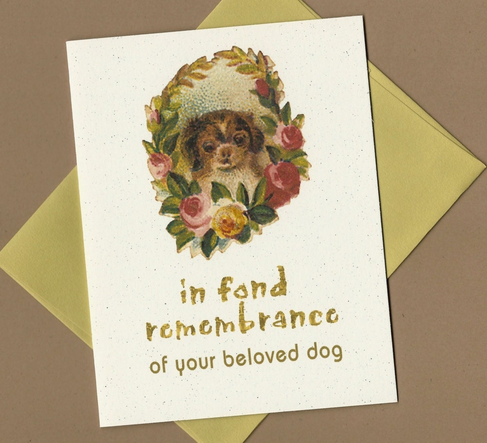 Dog Sympathy Card - In Fond Remembrance - pet sympathy card, loss of dog, pet condolence card