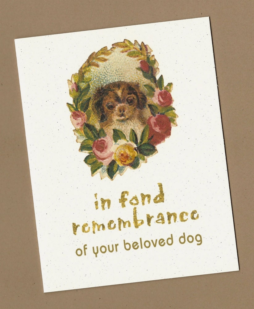 Dog Sympathy Card - In Fond Remembrance - pet sympathy card, loss of dog, pet condolence card