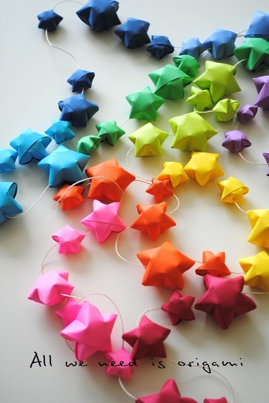 Rainbow Star Garland by All We Need is Origami