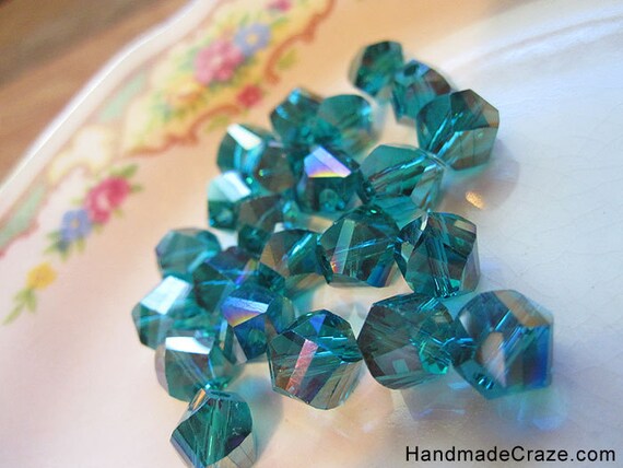 Emerald Green AB Crystal Helix Beads 8mm