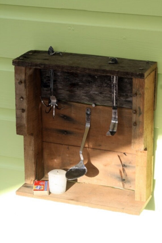 Vela envío gratuito Titular Shadow Box palet de madera y cubiertos upcycled la vendimia