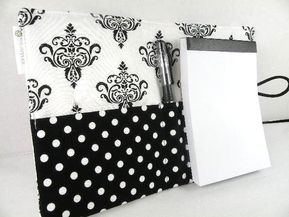 Organizer Notepad Clutch Journal CHANDELIER in Black & White Paper and Pen are Included