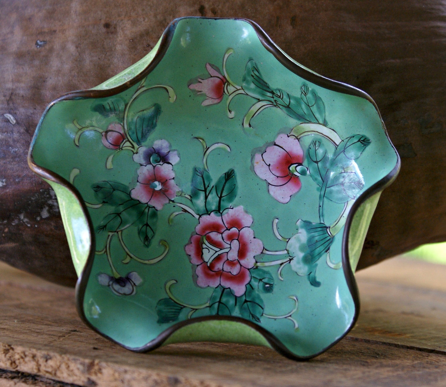 Chinese Cloisonne Dish Vintage