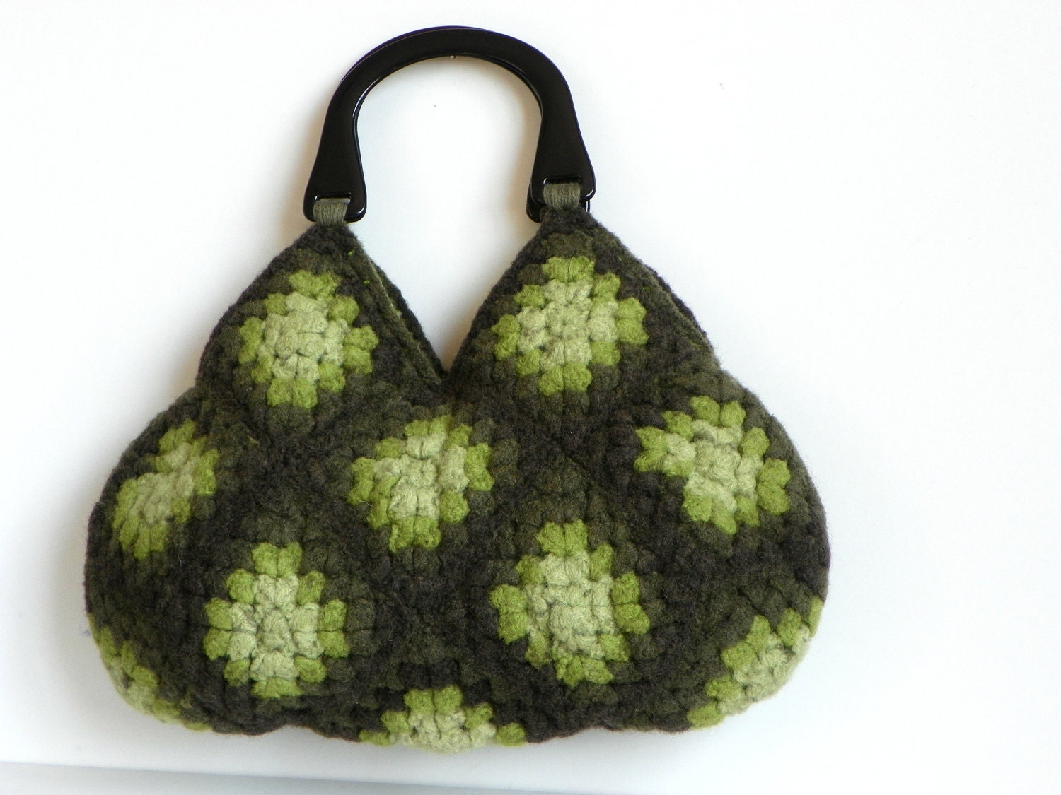 NzLbags-войлочная сумочка вязание крючком Шерсть - оттенки зеленого цвета Замечательный - Nr-0203
