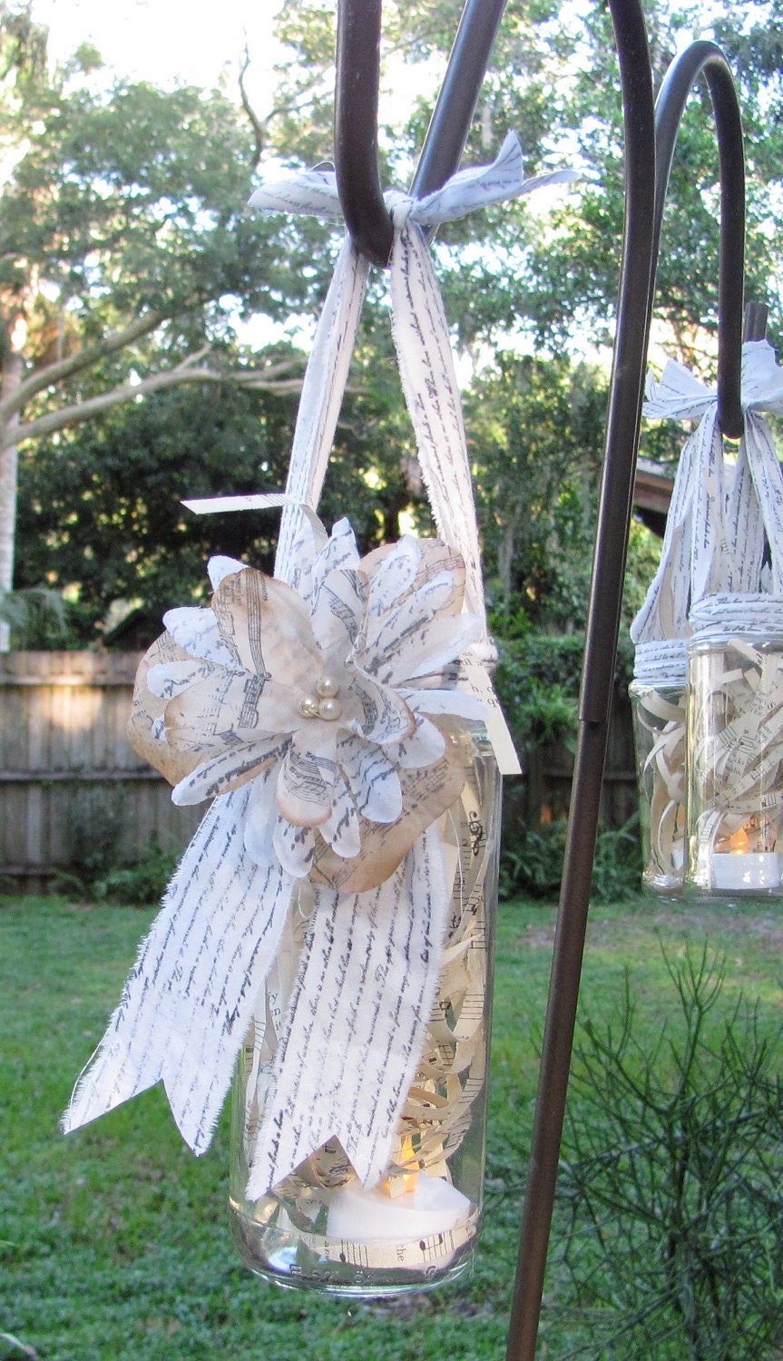 Lantern Up cycled Glass Jar Wedding Decoration Set of 6 by My Broken Art on Etsy