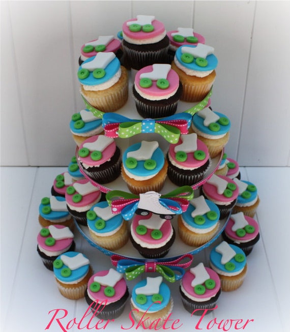 Roller Skate Themed Cupcake Tower