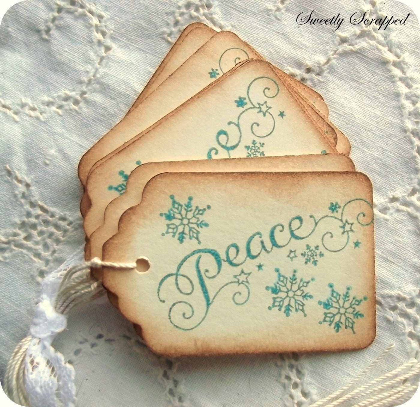 Peace in Winter Snowflake Hang Tags - Gift Tags, Favors and more