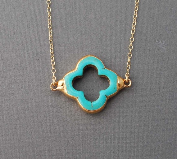 PRE-SALE & Bonus Gift Turquoise Four Leaf Clover Gold Necklace
