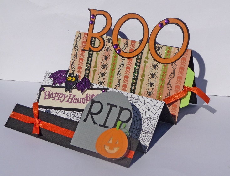 BOO Halloween Greeting Card - Handmade Accordian Fold