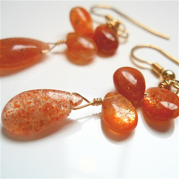 Oregon Sunstone Copper Orange Gemstone Earrings by YOURDAILYJEWELS from etsy.com