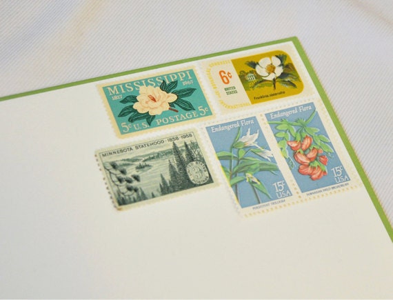 One Set of Vintage Postage Stamps - Flora / Flowers / Trees - mail one letter