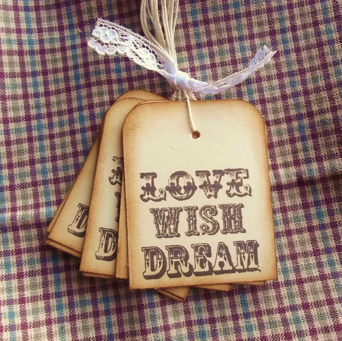 Love Wish Dream Gift Tags - Vintage Tags, Brown, Manila Cream 8