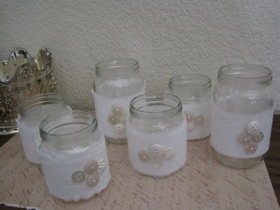 Vintage Button Jar Candle Holders - Set of 6 Tea Light Holders