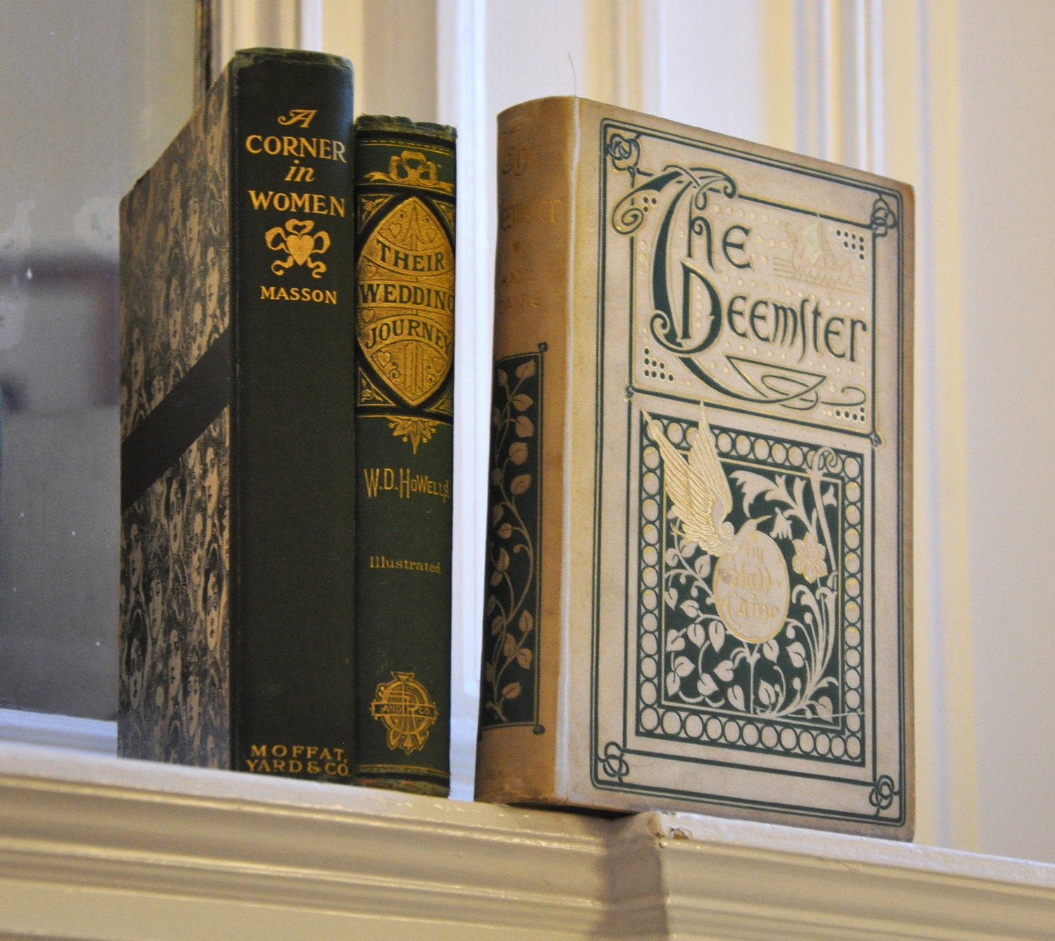 Set of 3 Vintage Rare Books with Beautiful Illustrated Bindings, 1870s - 1900s