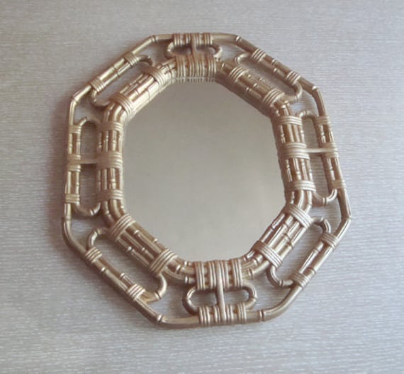 Vintage Gold Faux Bamboo Wall Mirror