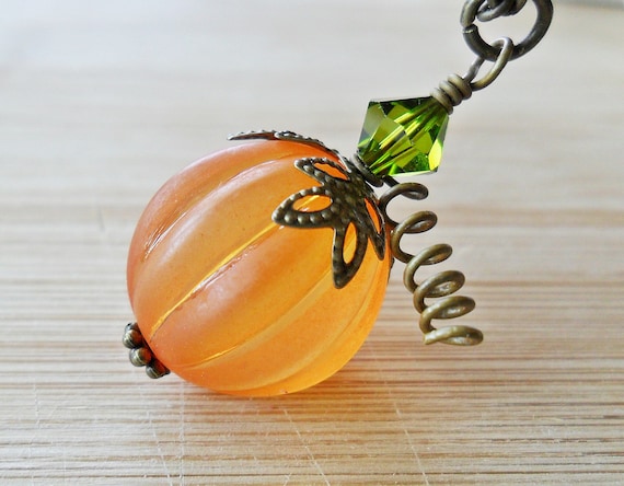 Pumpkin Necklace on Antique Bronze by designsbyaly October, Autumn, Fall, Halloween - The Great Pumpkin