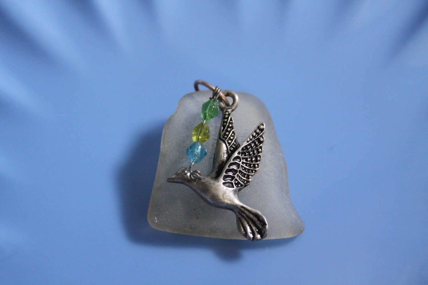 Peace Dove Sea Glass Pendant