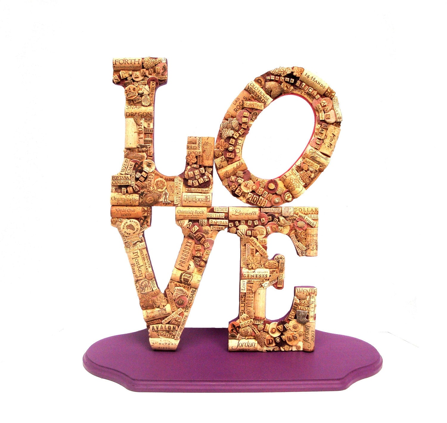 Customized Handmade Vintage Wine Cork Letter LOVE Statue - Vineyard Weddings -  Robert Indiana - Shabby Chic -  Decor