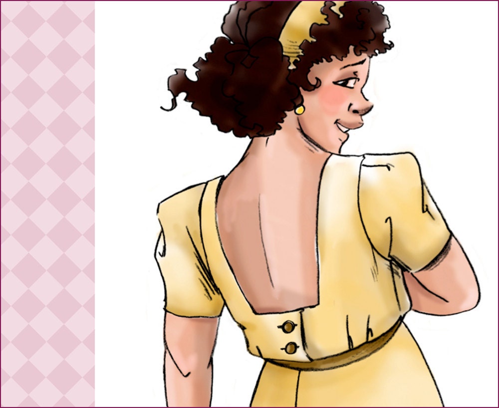 NVL 1940s sport dress with deep back and bolero pattern 42 bust PLUS SIZE