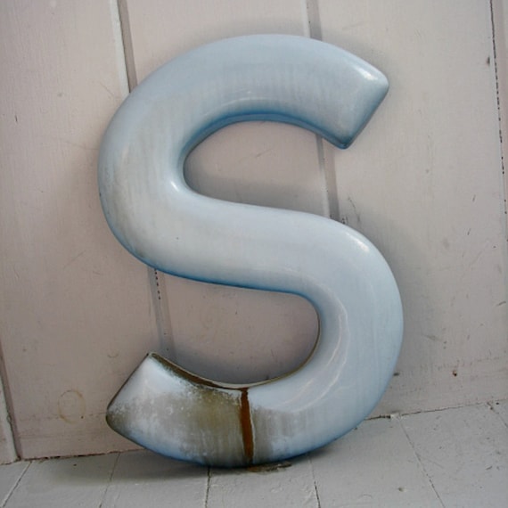 Large letter S , blue mid-century sign