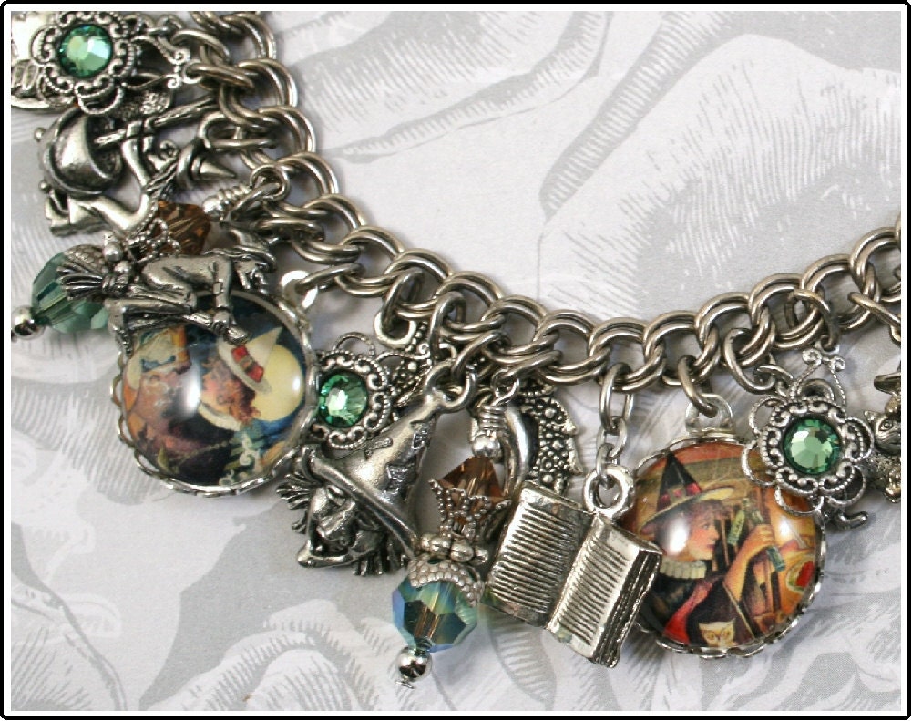 Double, Double, Toil & Trouble, Halloween, Witches Vintage Inspired Charm Bracelet