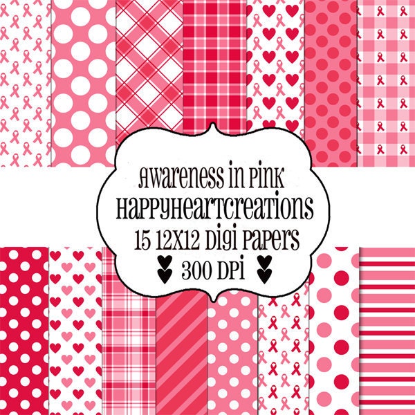 Digital Scrapbook Papers AwarenessInPink