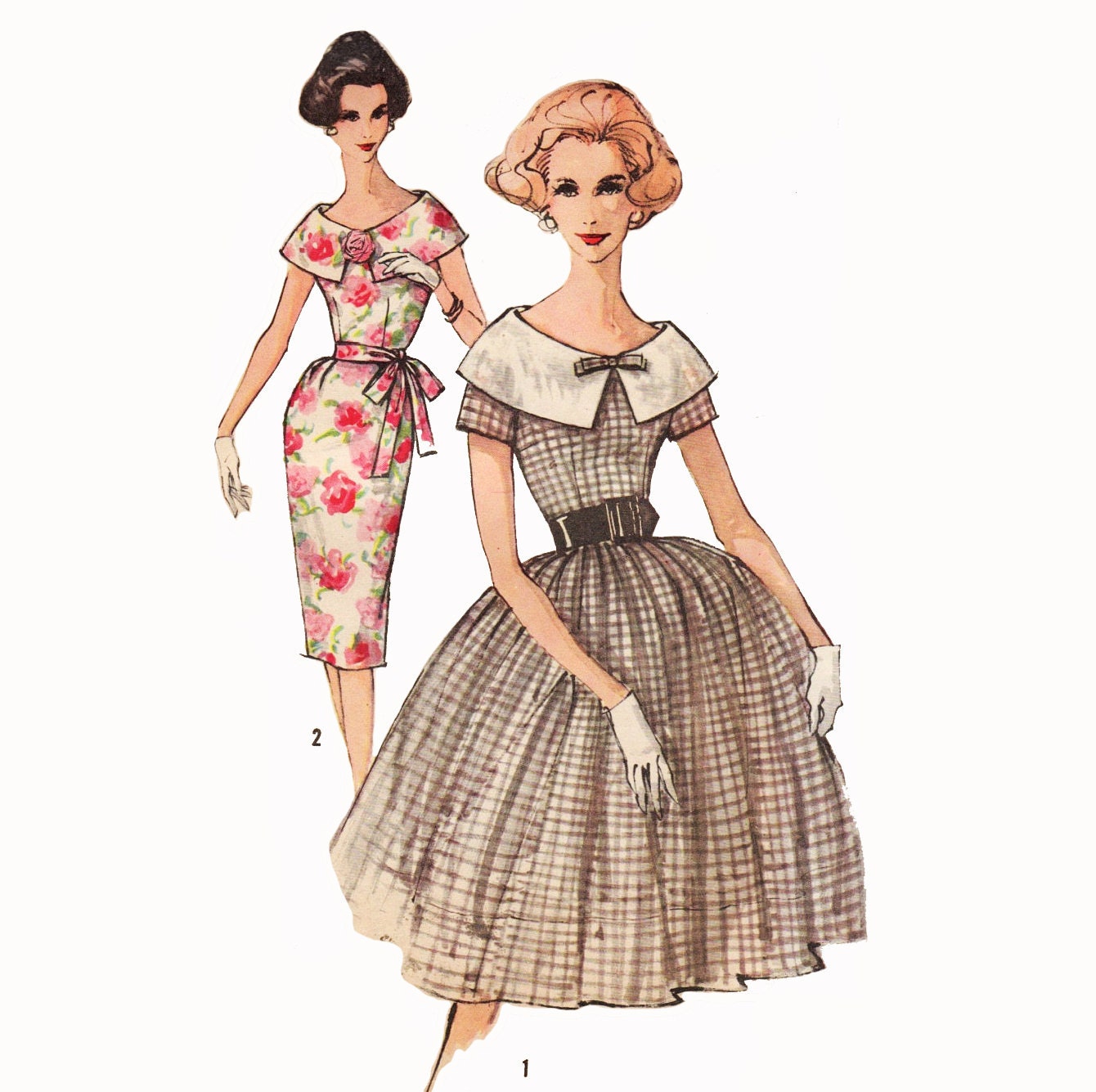Vintage Simplicity 3422 Bombshell Retro Dress Size 14 circa 1950