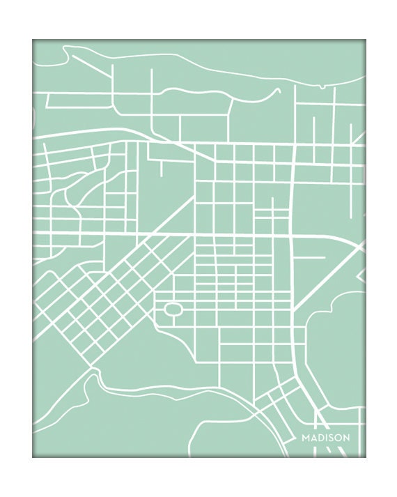 Madison City Map Art Print / Choose your City & Color / 8x10