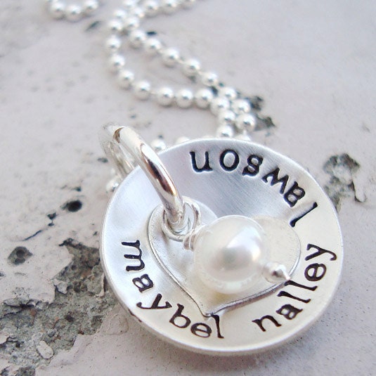 hand stamped jewelry personalized mothers sterling silver necklace love you forever...