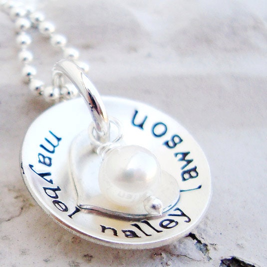 hand stamped jewelry personalized mothers sterling silver necklace love you forever...