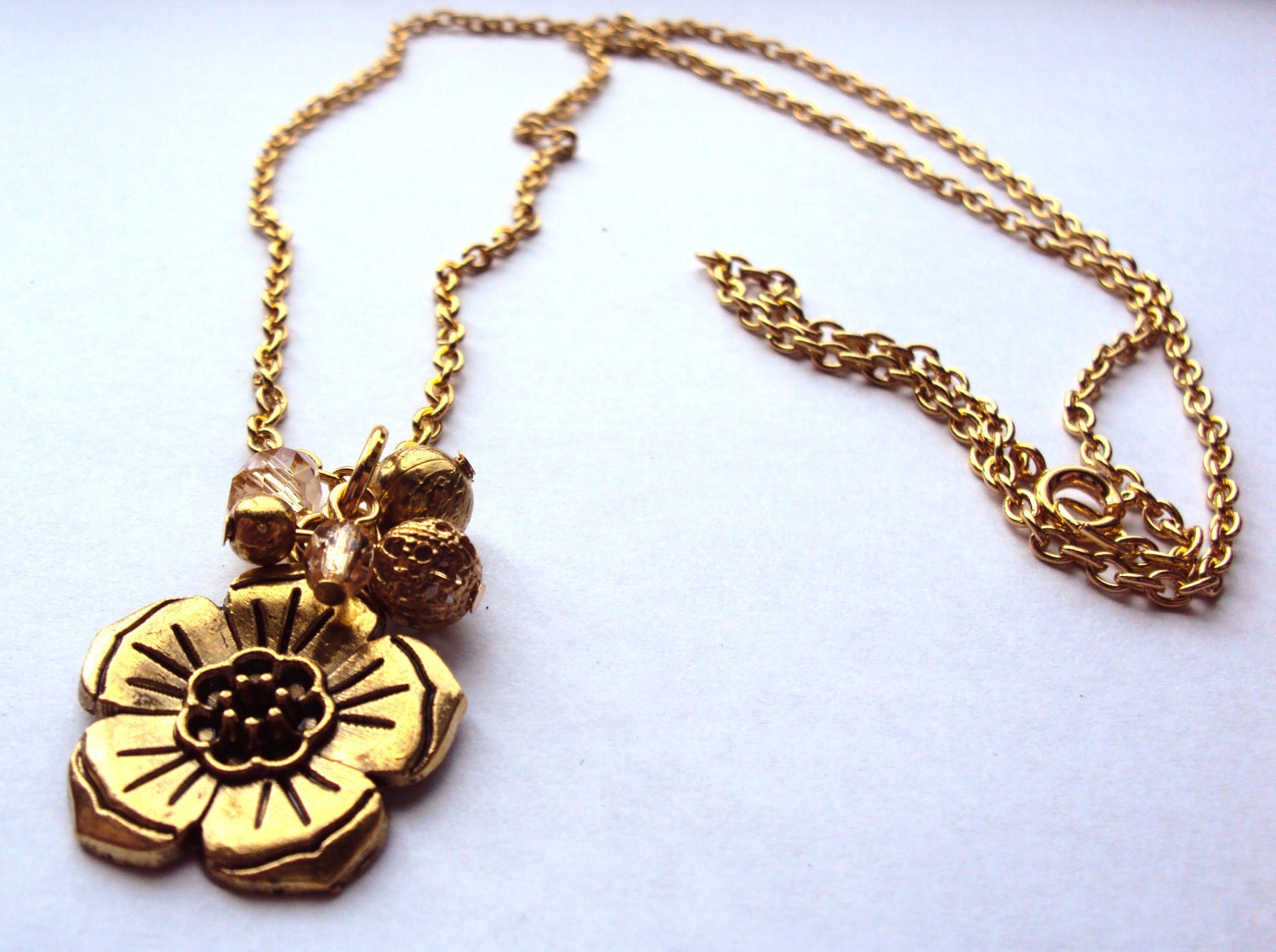 Gold Flower Charm Necklace