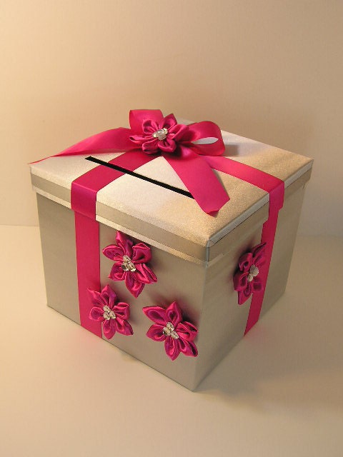 Silver n Pink Wedding Card Box Gift Card Box Money Box HolderCustomize your