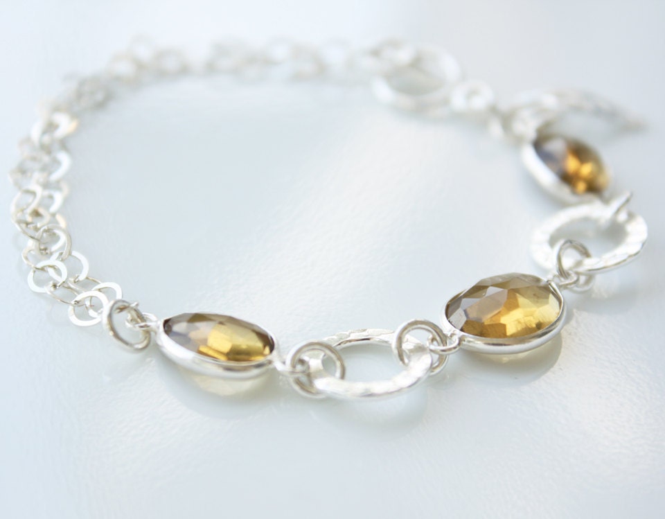 Yellow Citrine Bracelet - Sterling Silver Charm Bracelet