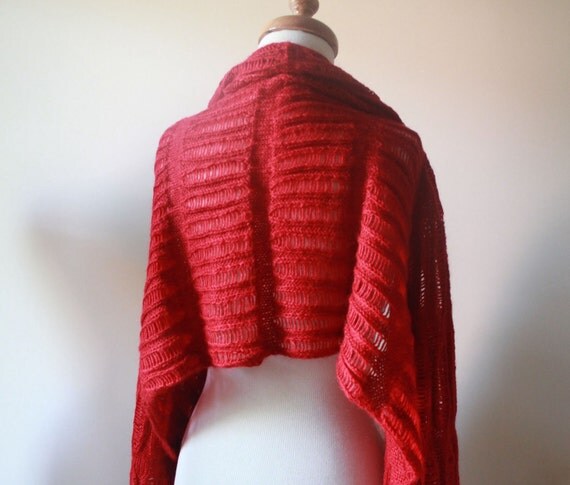 EXPRESS DELIVERY, Shawl RECTANGLE Red Knitting Cool Shawl New