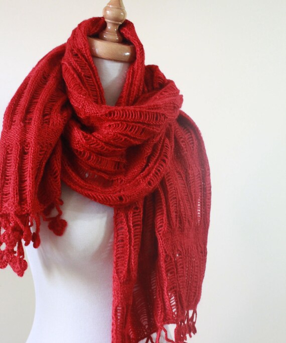 EXPRESS DELIVERY, Shawl RECTANGLE Red Knitting Cool Shawl New