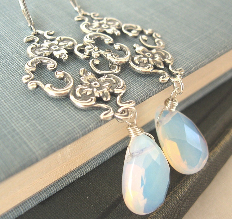 Opal glass silver earrings - Eden's Gate - Elysia