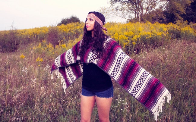 Mexican Blanket Poncho Vintage