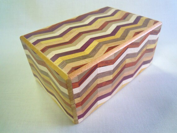 Japanese Puzzle box (Himitsu bako)- 6inch Open by 7steps Notch Stripes