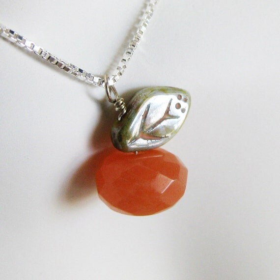 Pumpkin, Clementine, Orange, Tangerine - Orange Jade Very Berry Pendant Necklace