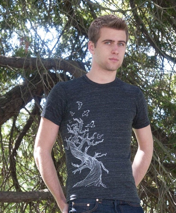 Twisted Tree Tee Organic Cotton Unisex Crew Dk Grey SMALL