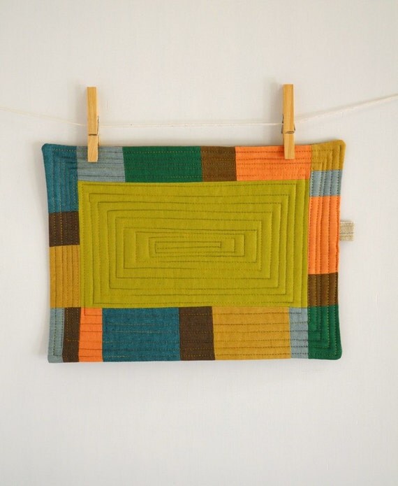 Colorful Patchwork III  Mug rug - Mini quilt - Coaster- Candle Mat - Wall Art - patchwork art