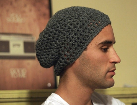 Mens Olive Green Slouchy Beanie