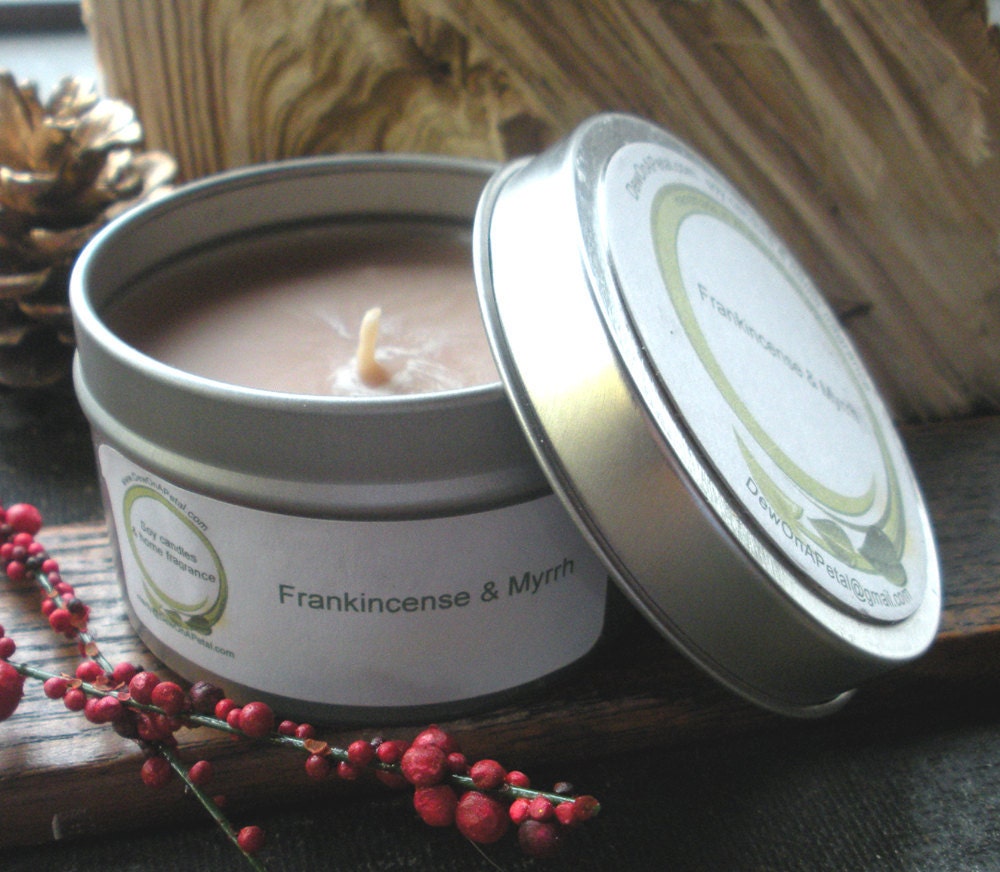 Soy Candle Frankincense and Myrrh , travel tin