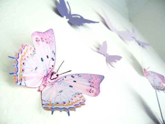 Purple Violet Lavender Butterfly Paper Wall Decor3D Wedding Decor 