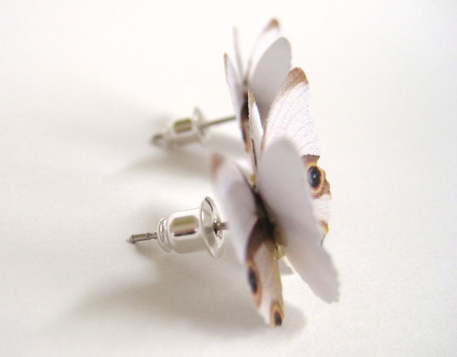 White Butterfly Post Earrings Butterfly White Stud Earrings 3D