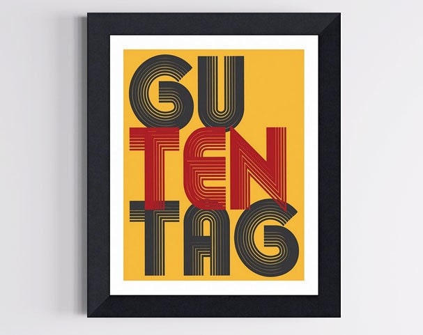 German Hello Art Print - Guten Tag, Good Day 8 X 10
