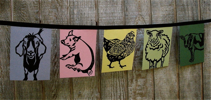 PAPER FLAGS Farm Animals